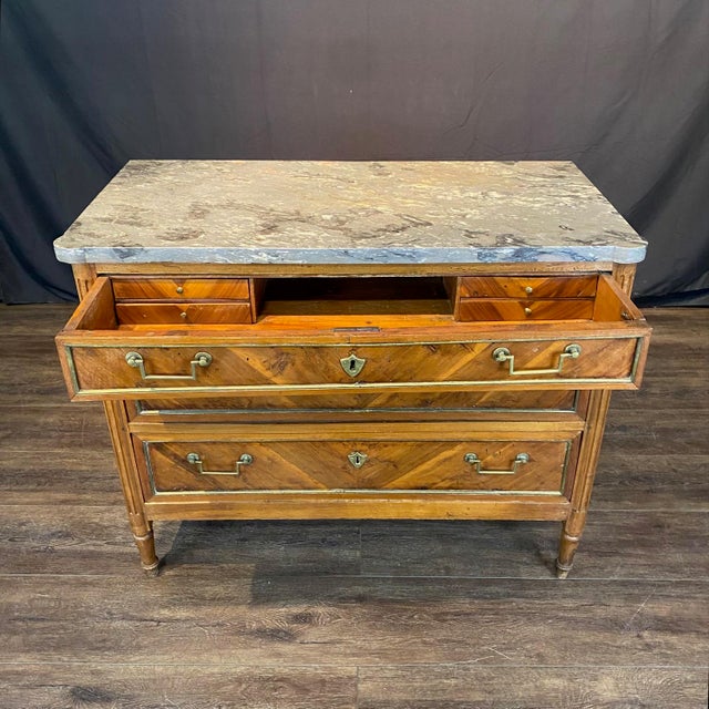 19th Century French Walnut Dresser Secrétaire Desk With Marble Top For Sale - Image 9 of 17
