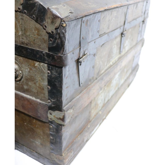Antique American Dome Top Trunk For Sale - Image 9 of 13