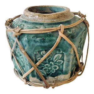 Chinese Ginger Jar With Wicker Wrap
