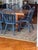 Set of 8 vintage American spindle-back dining chairs custom-painted in Farrow & Ball Hague Blue. Sturdy, classic...