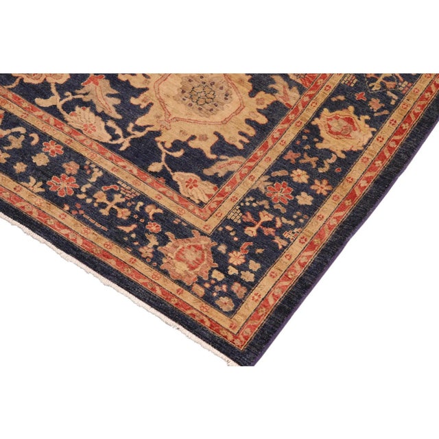 Shabby Chic Ziegler Blue Tan Hand-Knotted Wool Rug - 8'2'' X 9'11'' For Sale - Image 4 of 8