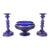 1930s Art Deco Cobalt Blue Satin Glass Candlesticks & Centerpiece Bowl Set For Sale