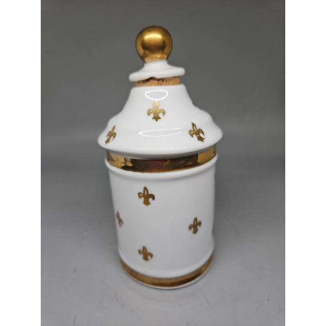 Vintage Fleur-de-Lis Porcelain Apothecary Bottle