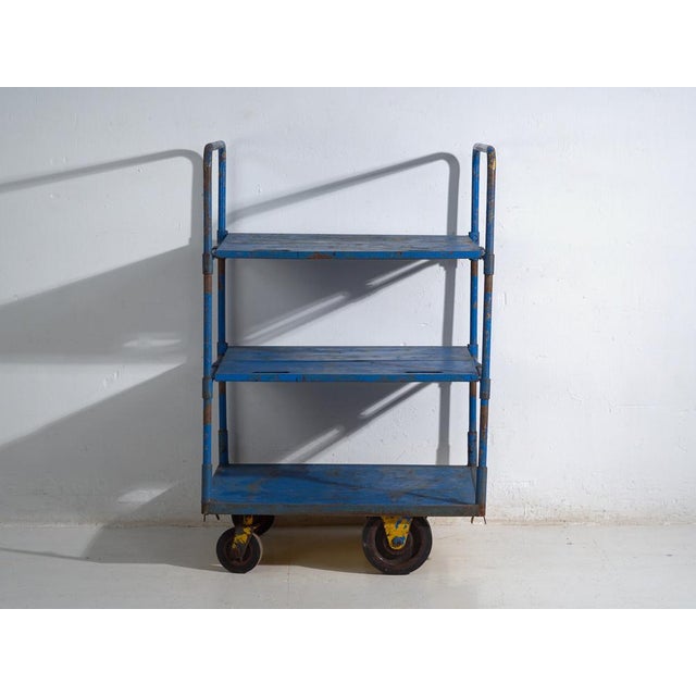 Rustic Industrial Serving Bar Cart in Metal For Sale - Image 3 of 9