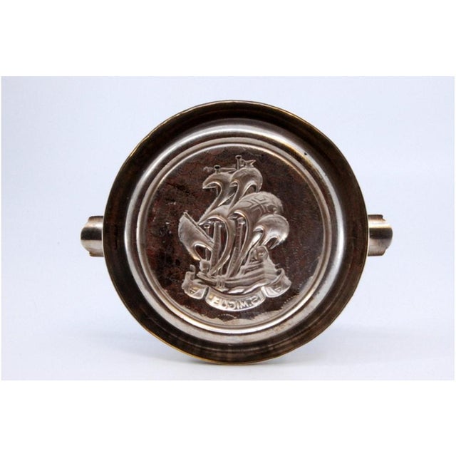 Silver Ashtray with Central Caravel Smiguel Relief and Cigarette Holders For Sale - Image 4 of 9