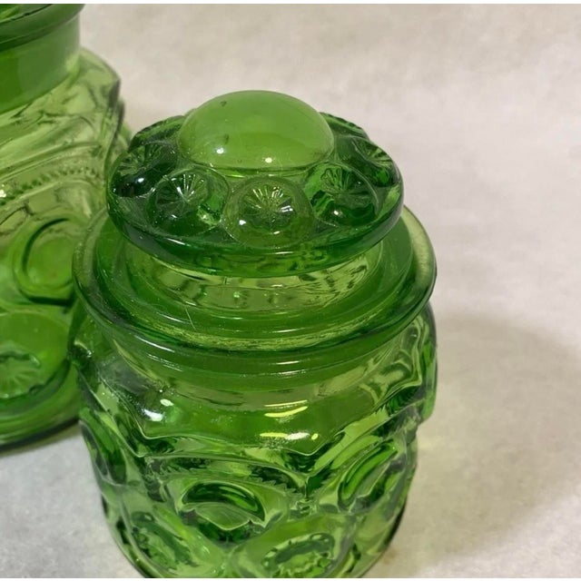 Vintage Emerald Green Glass Kitchen Cannister Set of Four For Sale In Detroit - Image 6 of 7