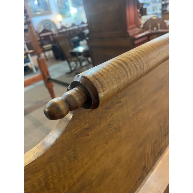 Tiger Maple Colonial Virginia Acorn Full Bed Frame 1800's For Sale - Image 11 of 12
