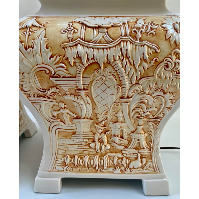Large Pagoda Style Chinoiserie Bamboo Motif Italian Table Lamp - A Pair For Sale In Boston - Image 6 of 11