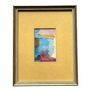 Vintage Small Abstract Watercolor in Gold Frame
