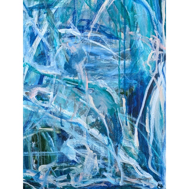 Kristi Haines Herman “Helping You Say Goodbye To Me” Contemporary Gestural Blue Abstract Painting, 2024 For Sale In Houston - Image 6 of 10