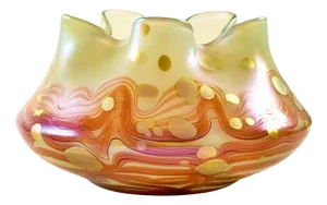 Austrian Art Noveau Red and Gold Floral Glass Bowl from Johann Loetz Witwe, 1902