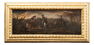 Neapolitan Artist, Battle Between Christians and Turks, 18th Century, Oil on Canvas, Framed
