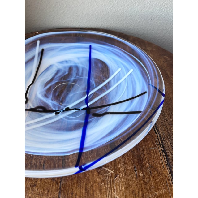 White Kosta Boda Made in Sweden Design by Anna Ehrner Contrast White, Blue and Black Colors Centerpiece Bowl Platter, Dish 15" For Sale - Image 8 of 10