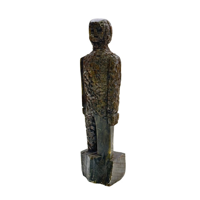 Brutalist Vintage Brutalist Carved Stone Figural Sculpture, Signed Ekim For Sale - Image 3 of 7