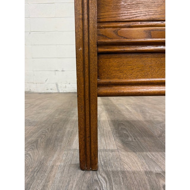 Antique Full Size Victorian Eastlake Carved Oak High Back Bed For Sale - Image 4 of 16