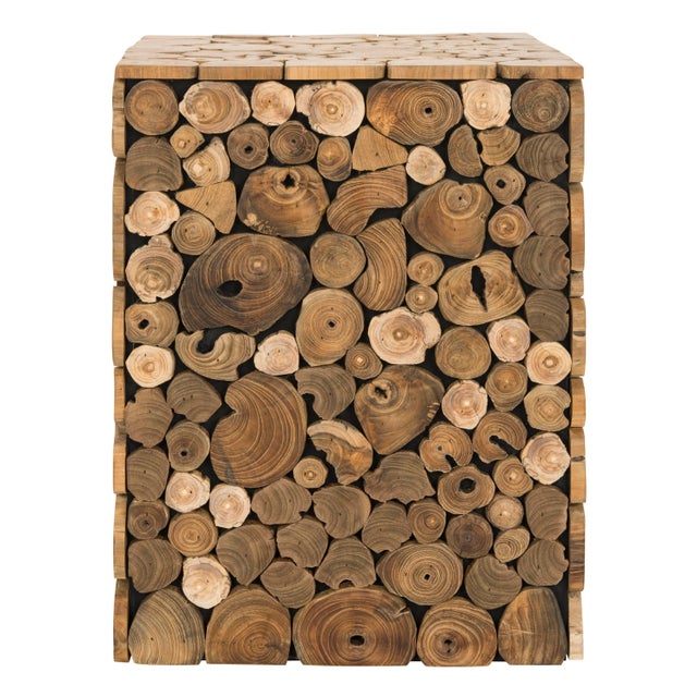 Modern Woodcut Stool in Medium Oak & Black For Sale - Image 3 of 10