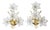 Italian Hollywood Regency Wall Lights with White Flowers, 1980s, Set of 2 For Sale