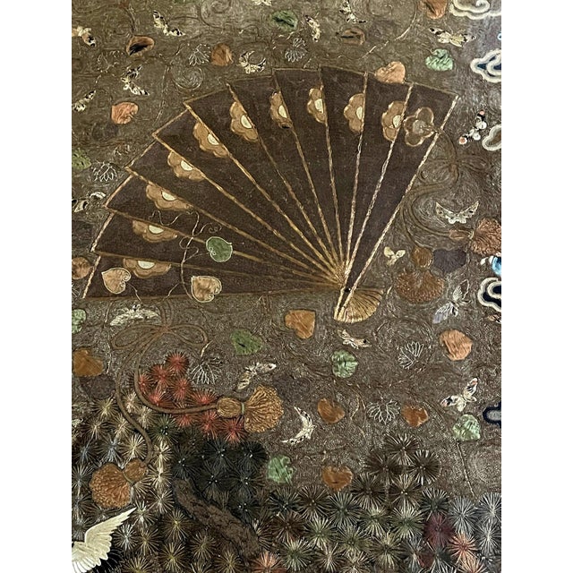 Japanese Silk Embroidery Tapestry Meiji Period For Sale - Image 10 of 18