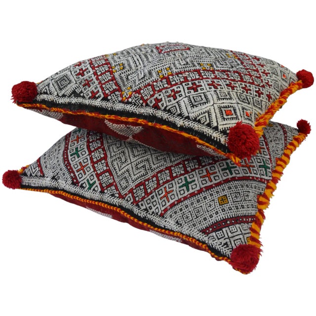 Berber-Patterned Moroccan Pillows, S/2 For Sale - Image 4 of 10