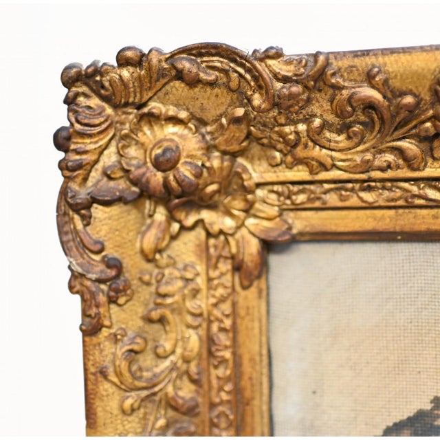 Blue Antique Italian Nobleman Tapestry in Gilt Frame, 1880s For Sale - Image 8 of 11
