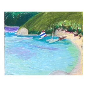 1979 Adrienne Anderson Sailboat Harbor Pastel