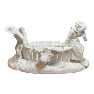 Antique White Porcelain Picket Fence Centerpiece With Courting Couple and Children Royal Worcester 1890