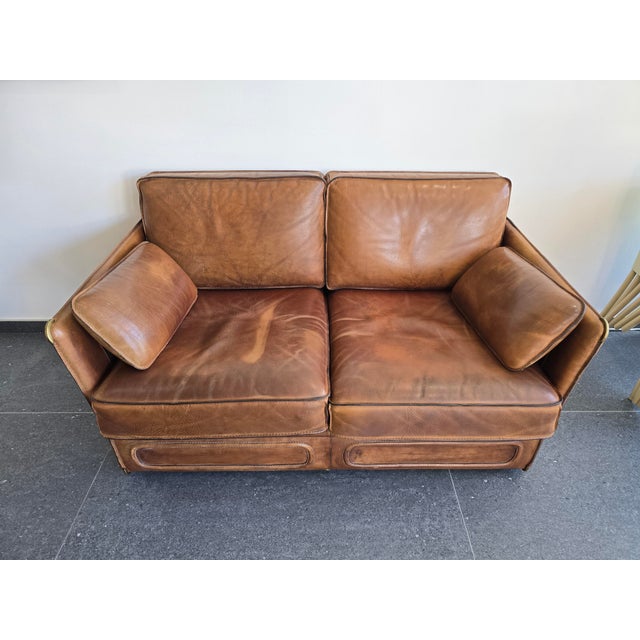 Vintage Living Room Set in Cognac Buffalo Leather from Roche Bobois, 1980s, Set of 3 For Sale - Image 14 of 18