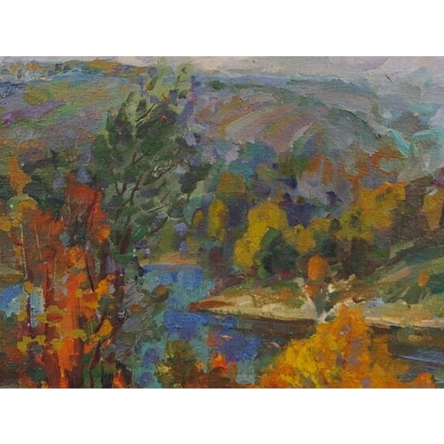 Original Autumn Landscape Oil Painting, Ukrainian Art, 1970s 60-80 For Sale - Image 4 of 6