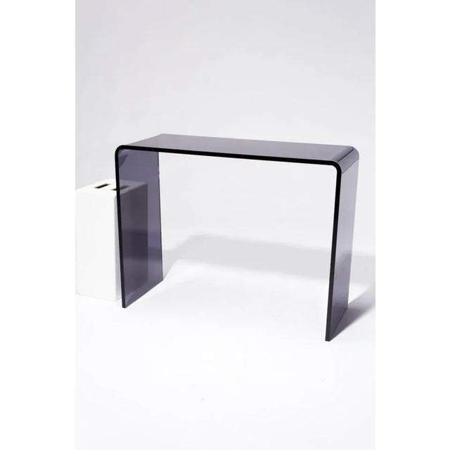 Plastic Modern Acrylic Transparent Smokey Grey Color Console Table For Sale - Image 7 of 7