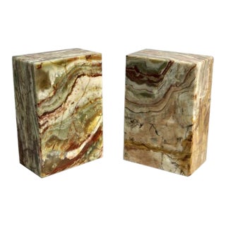 Solid Stone / Onyx Book Ends / Paperweights - a Pair For Sale