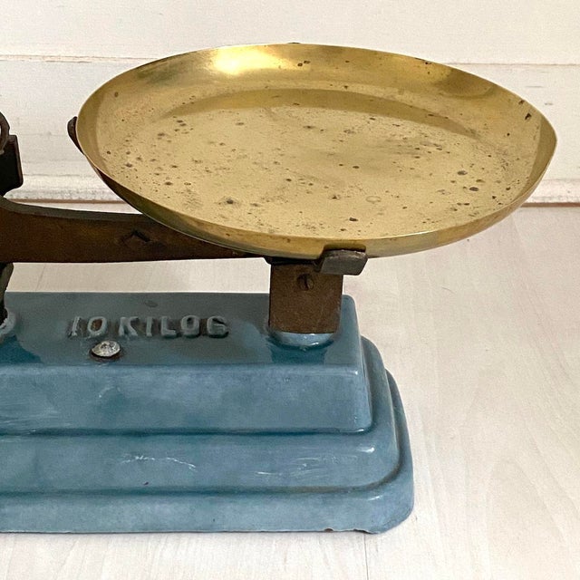 Vintage Blue Enamel Roberval Balance, 1950s For Sale - Image 4 of 6