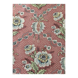 Rose Cumming Thistle Linen Fabric in Red 10 Yards For Sale