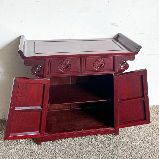 Chinese Chinese Carved Rosewood Altar Console Table For Sale - Image 3 of 6