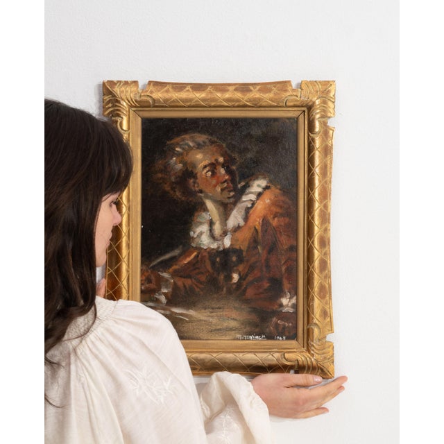 1940s France Amber Canvas Painting For Sale - Image 14 of 16