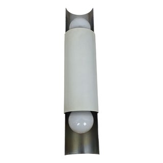 Tubetto Two-Light Wall Lamp in White Iron and Chrome by Stilnovo, 1960s For Sale