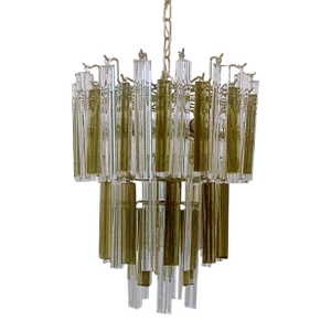 1970s Vintage Murano Style Chandelier With Hand Blown Tridieri