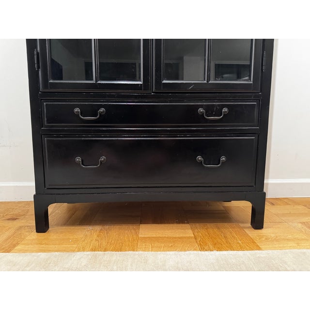 Bronson Mahogany Glass Door Bookcase Cabinet in Heritage Black Attributed to Pottery Barn For Sale In New York - Image 6 of 18