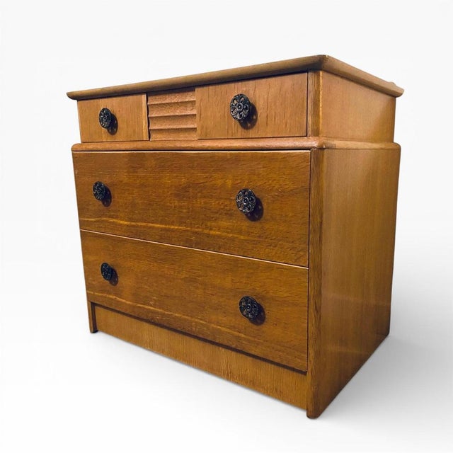 Mid-Century Chest of Drawers in Teak Dresser with Decorative Handles, 1960s For Sale - Image 9 of 9