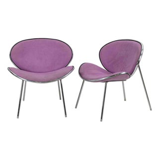 Vintage Italian Chairs, Chromed Metal Frame, White Microfibre, 1980s For Sale
