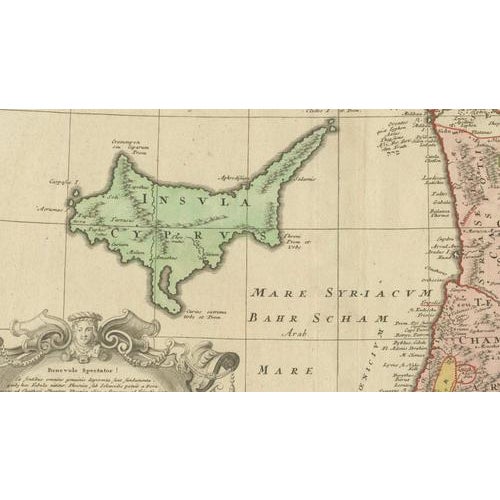 Black Hand-Colored Holy Land Map of Palestine from Homann Heirs, 1744 For Sale - Image 8 of 11