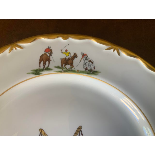 Late 20th Century Palm Beach Polo Boehm Bone China Hand Painted Gilt Dinner Plate For Sale - Image 5 of 9
