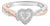 14K Rose Gold Plated Sterling Silver 1/10 Cttw Diamond Heart Motif Ring - Size 7 For Sale