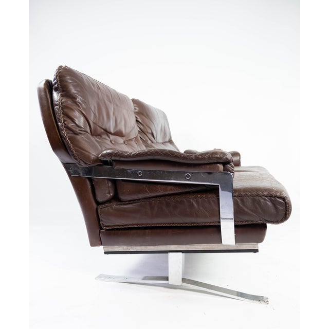 Metal 2-Seater Sofa in Patinated Brown Leather by Arne Norell, 1970s For Sale - Image 7 of 18
