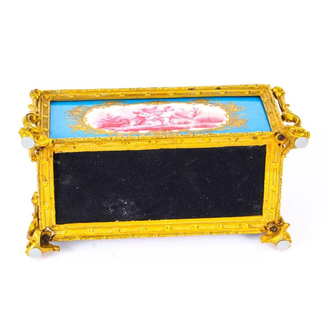 French Sevres Porcelain and Ormolu Jewelry Casket, 19th Century For Sale - Image 11 of 15