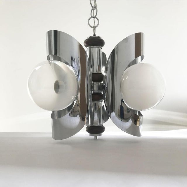 1970s Mid-Century Modern Chandelier in Metal Chrome and Glass, 1970 For Sale - Image 5 of 18