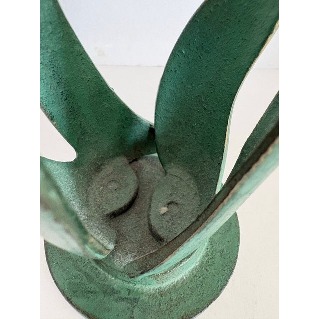Metal Vintage Mid Century Modern Abstract Family Sculpture | Green Patina Cast Metal Figurine | 1960s Modernist Home Decor For Sale - Image 7 of 8