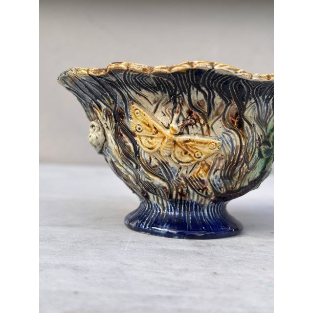 Late 19th Century Small French Majolica Palissy Cache Pot Thomas Sergent For Sale - Image 5 of 7