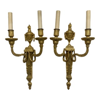 1900 Caldwell Gilt Bronze Sconces Neoclassical Style For Sale