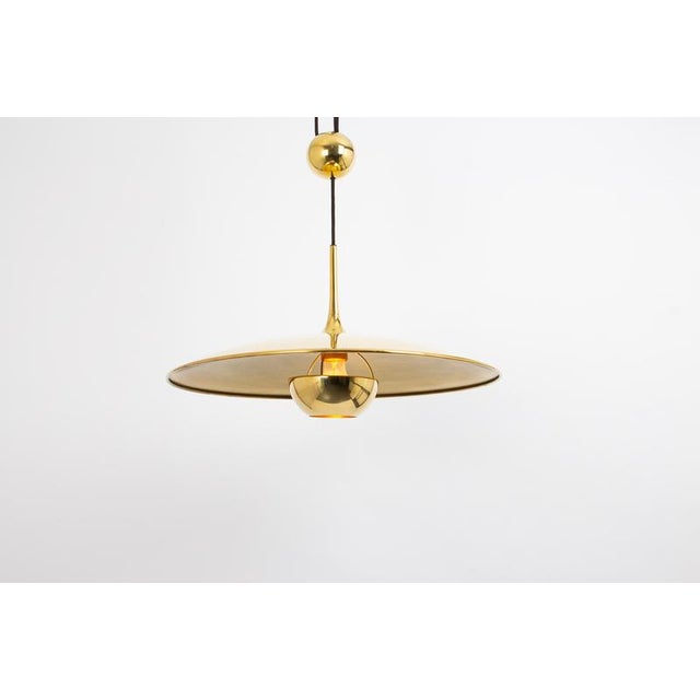 Adjustable Counterweight Brass Pendant Lamp by Florian Schulz, 1970s For Sale - Image 3 of 7