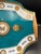 Teal Vintage MCM Georges Briard Teal & Gold Butterfly Curved Glass Tray W/ Wood Handles For Sale - Image 8 of 10
